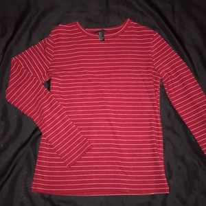 Red & White Stripped Long-Sleeve